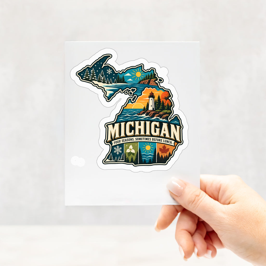Michigan Kiss Cut Stickers - 4" x 4"