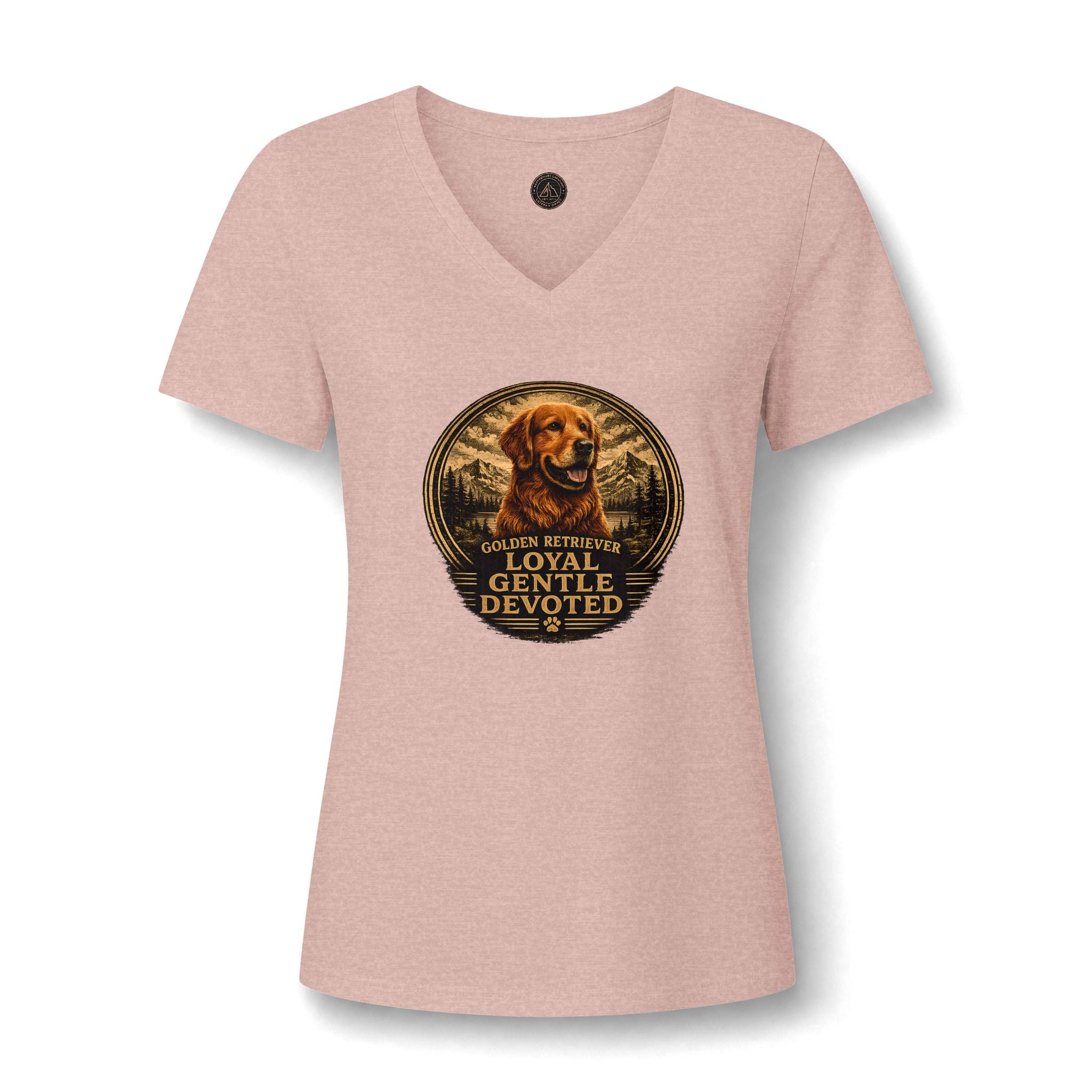 Golden Retriever V-Neck Tee — "Loyal Gentle Devoted" Dog Lover Shirt