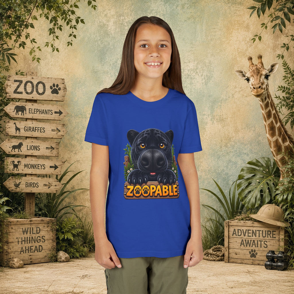 Youth Tee — Cute Black Panther "Zoopable" Kids Graphic T-Shirt