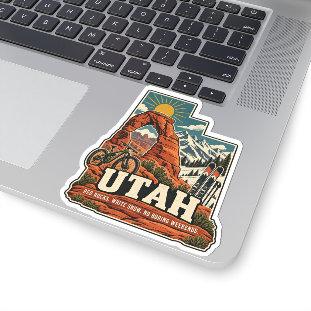 Utah State Map Kiss-Cut Sticker — Vintage Scenic Landmark