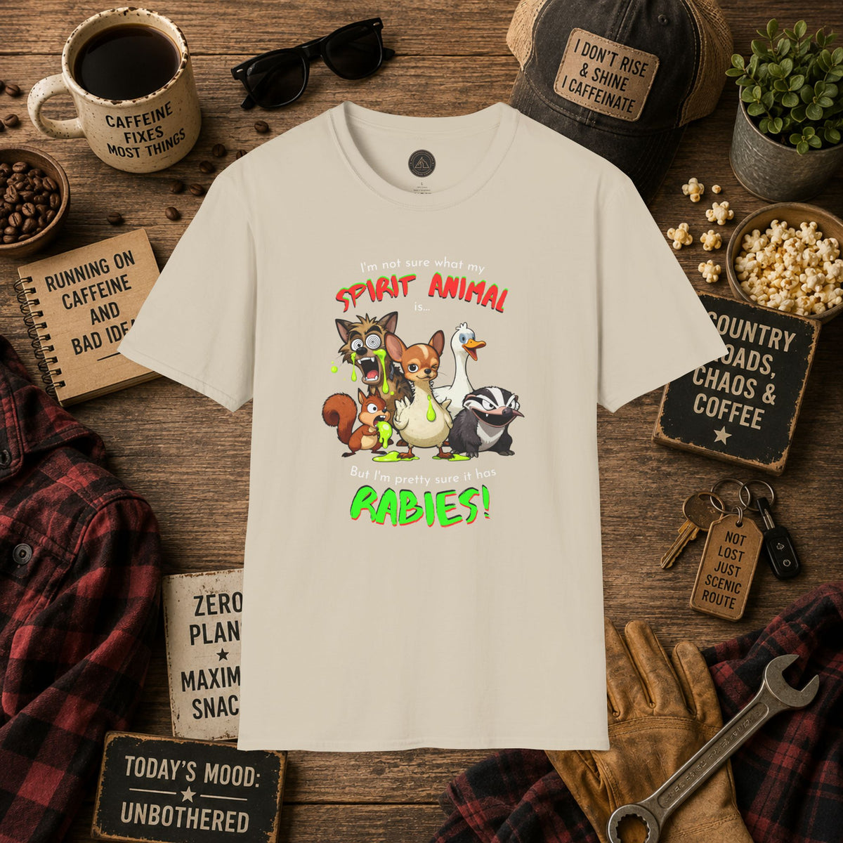 Spirit Animal - Rabies T-Shirt - Mixed Up Cartoon Wildlife Graphic Tee