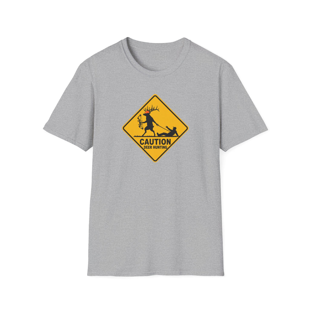 Caution Deer Hunting T-Shirt — Funny Hunter Road Sign Tee