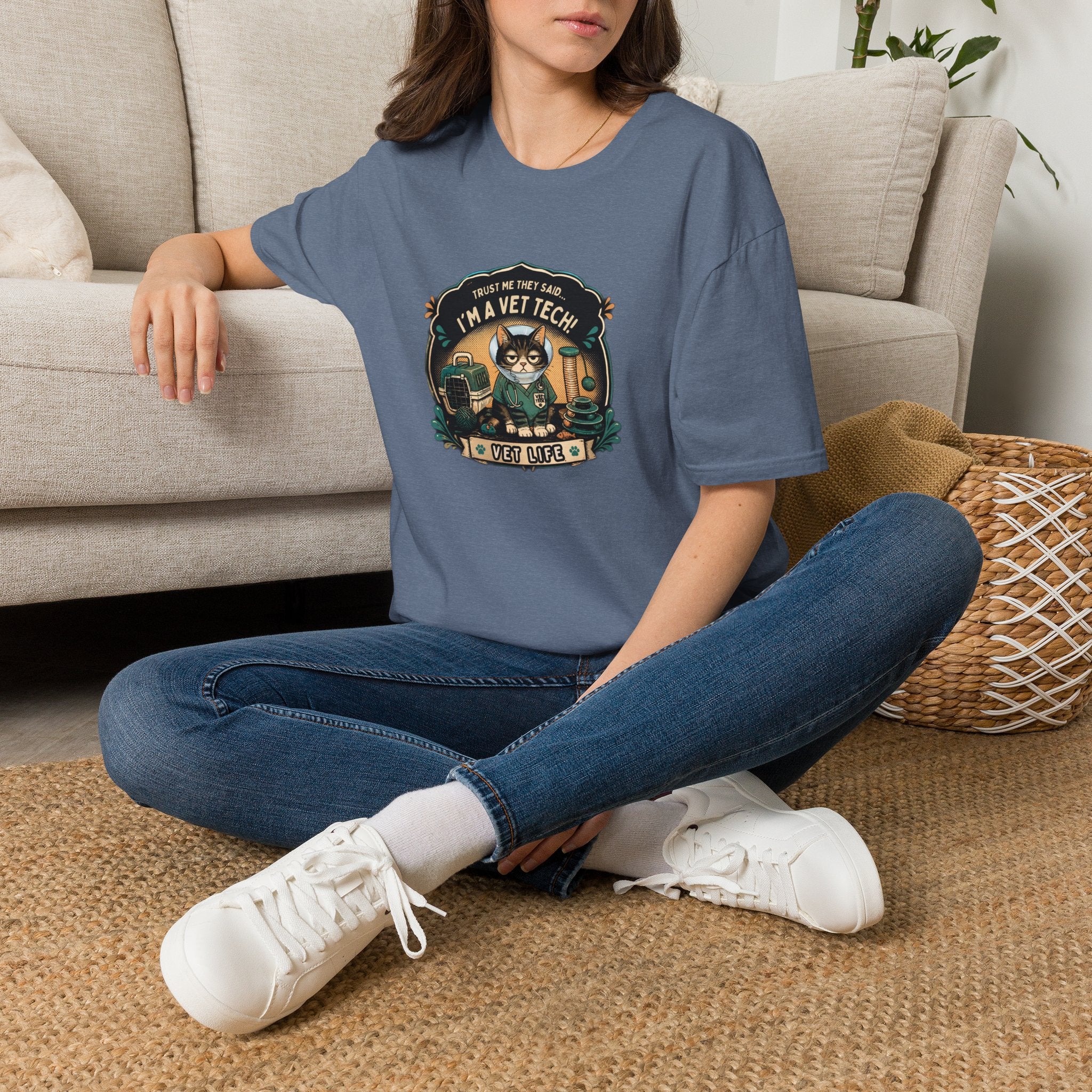 Funny Vet Tech Cat Tee: “Trust Me...I'm a Vet Tech They Said”