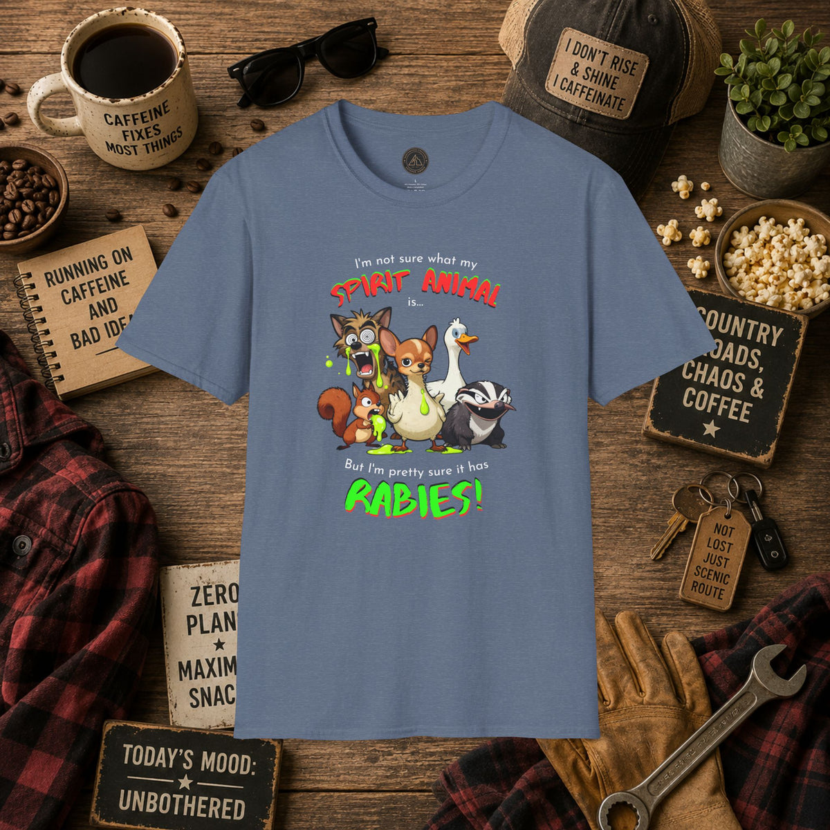 Spirit Animal - Rabies T-Shirt - Mixed Up Cartoon Wildlife Graphic Tee