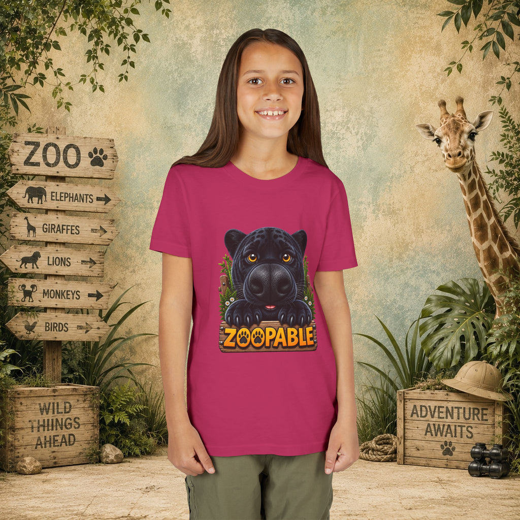 Youth Tee — Cute Black Panther "Zoopable" Kids Graphic T-Shirt