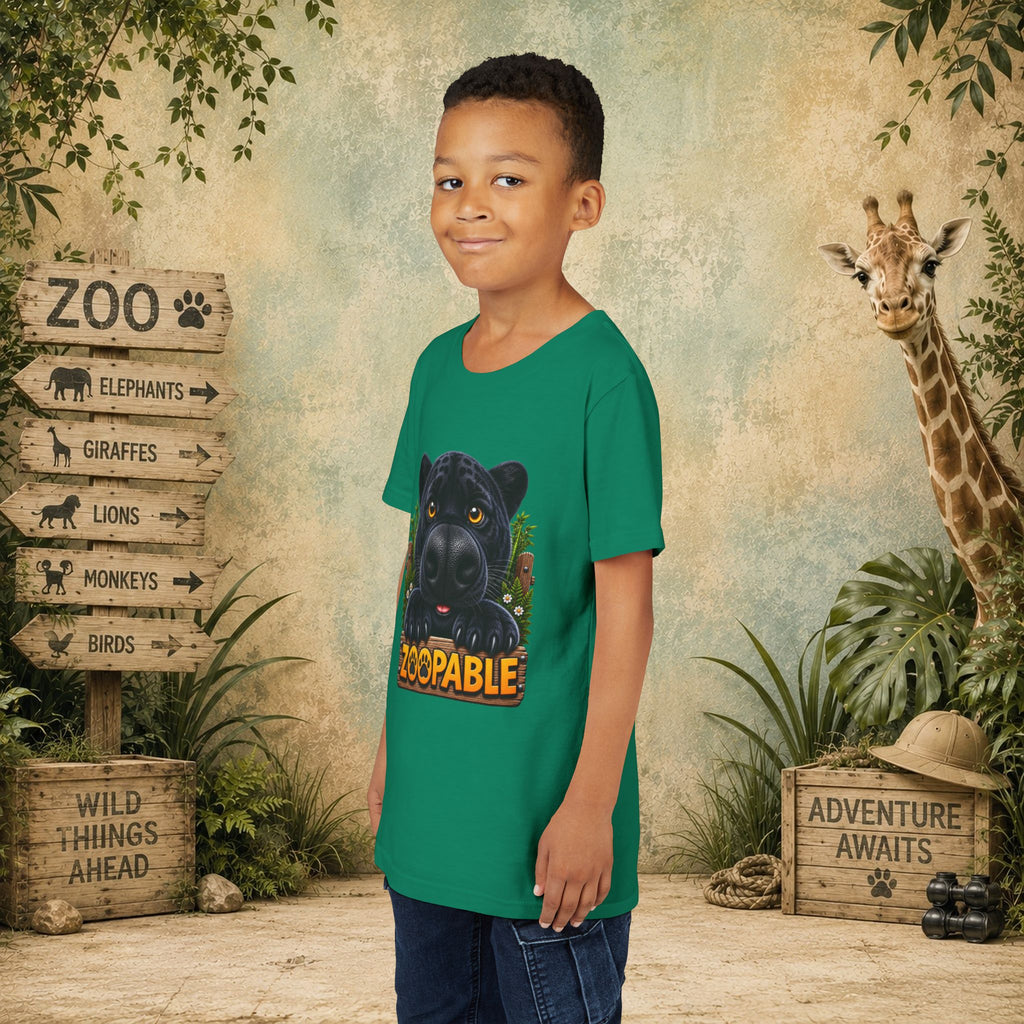 Youth Tee — Cute Black Panther "Zoopable" Kids Graphic T-Shirt