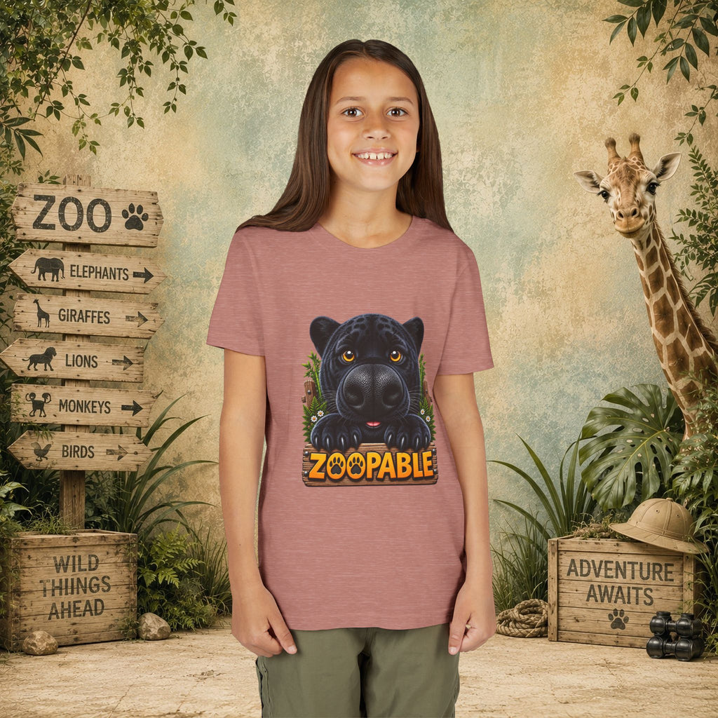Youth Tee — Cute Black Panther "Zoopable" Kids Graphic T-Shirt