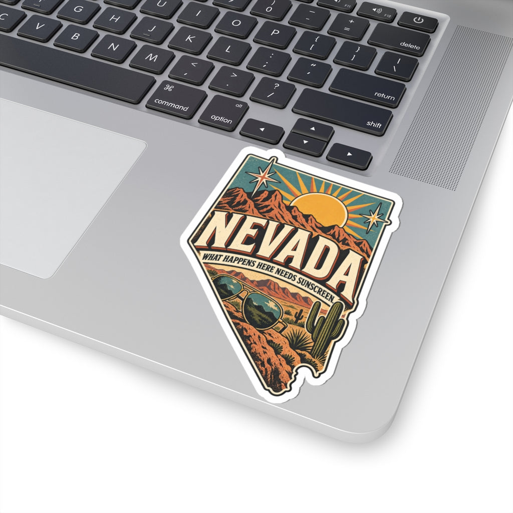 Nevada State Map Kiss-Cut Sticker — Vintage Scenic Landmark