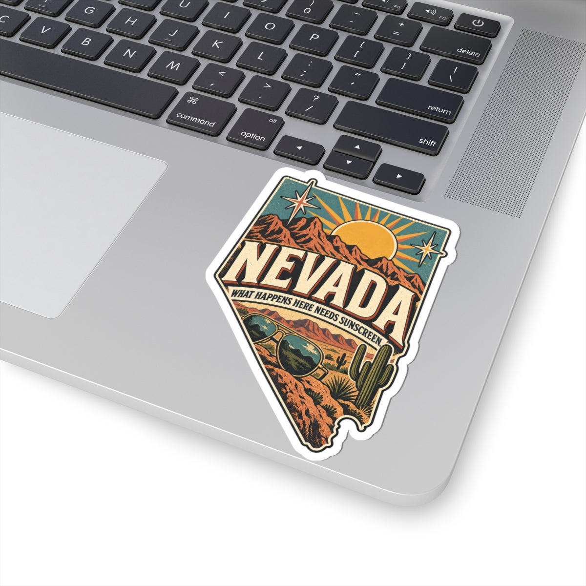 Nevada State Map Kiss-Cut Sticker — Vintage Scenic Landmark