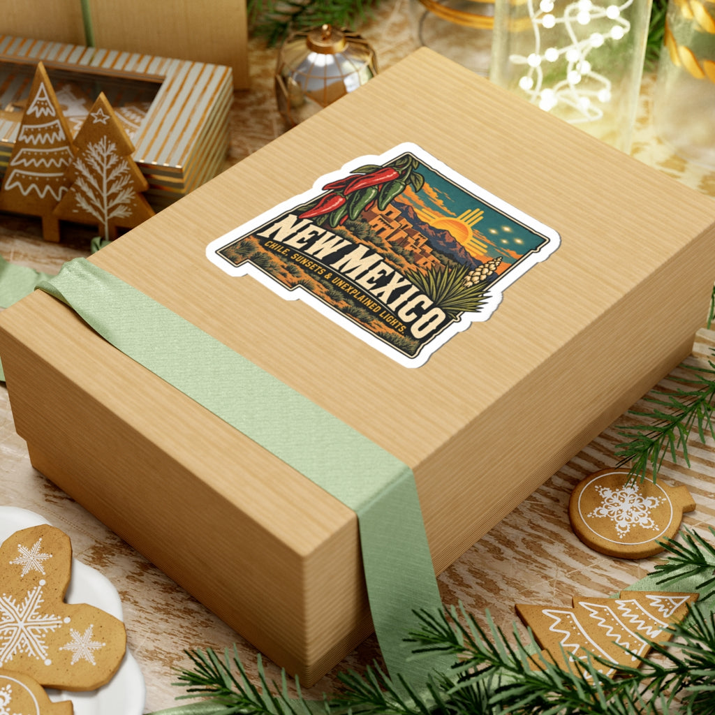 New Mexico Sticker State Map Kiss-Cut Sticker — Vintage Scenic Landmark