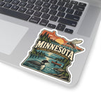 Minnesota State Map Kiss-Cut Sticker — Vintage Scenic Landmark