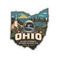 Ohio State Map Kiss-Cut Sticker — Vintage Scenic Landmark