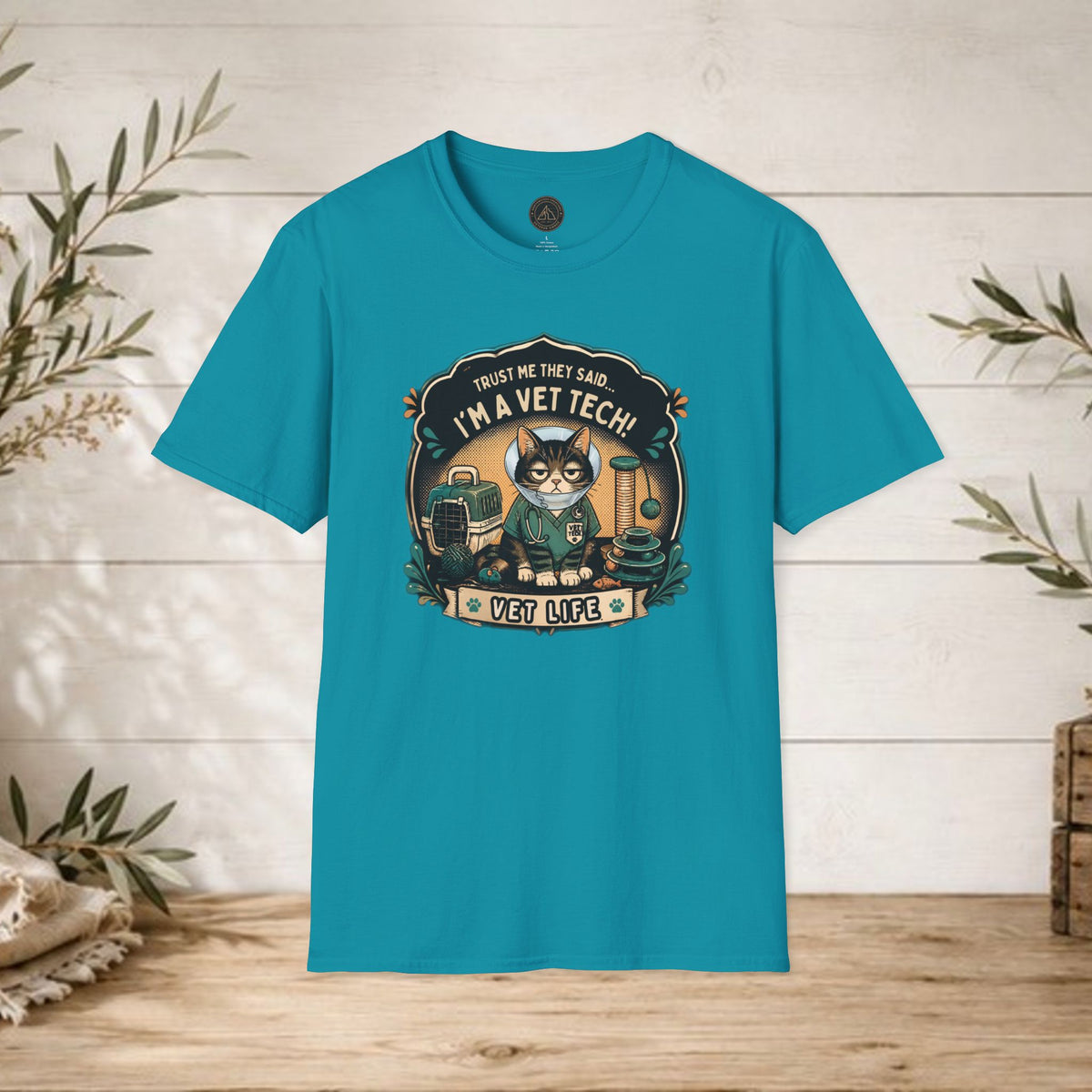 Funny Vet Tech Cat Tee: “Trust Me...I'm a Vet Tech They Said”