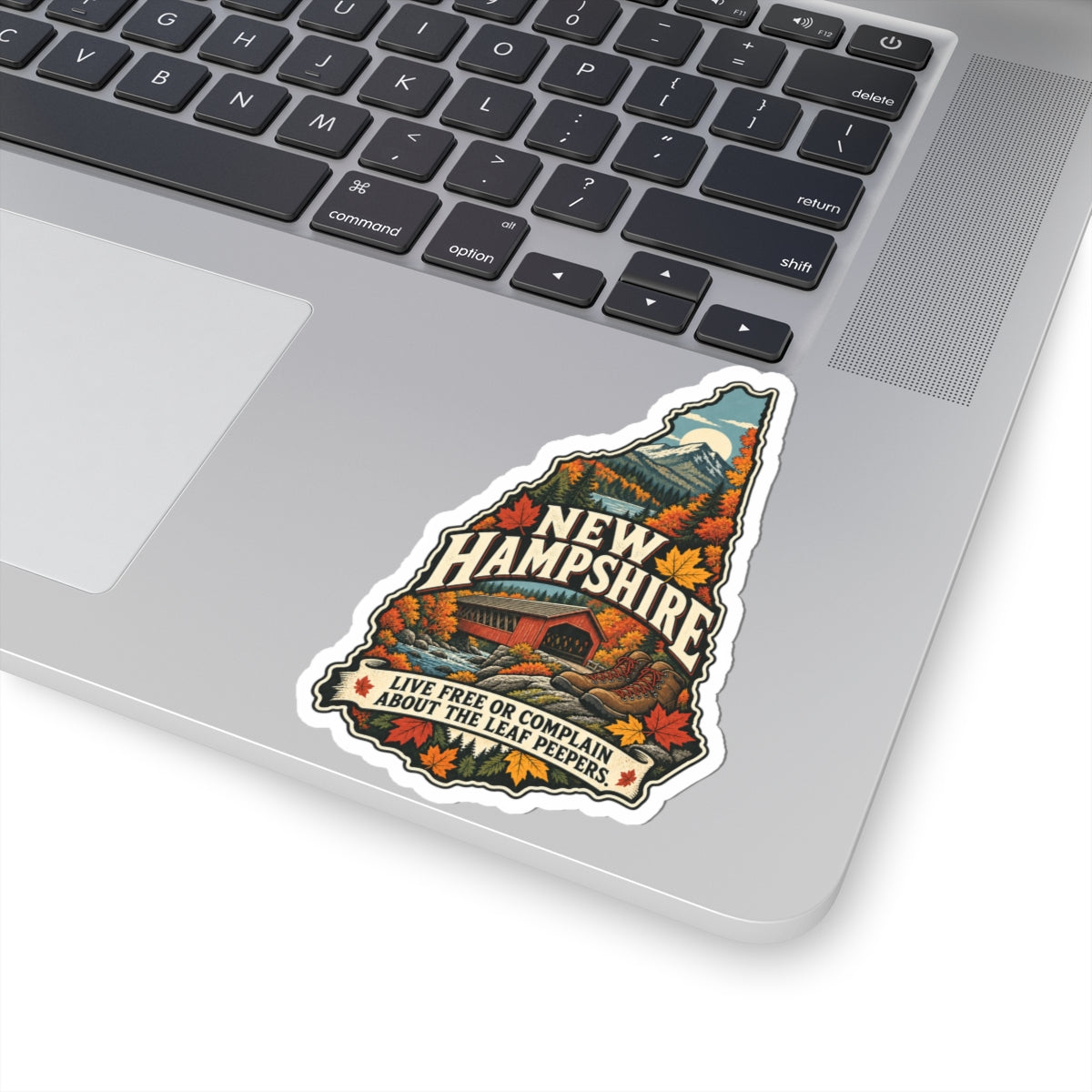 New Hampshire State Map Kiss-Cut Sticker — Vintage Scenic Landmark