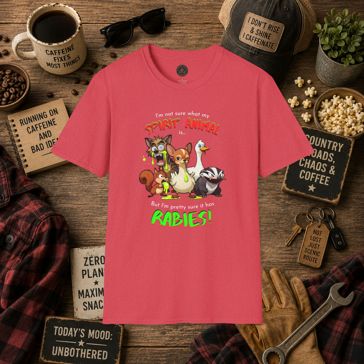 Spirit Animal - Rabies T-Shirt - Mixed Up Cartoon Wildlife Graphic Tee