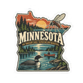 Minnesota State Map Kiss-Cut Sticker — Vintage Scenic Landmark