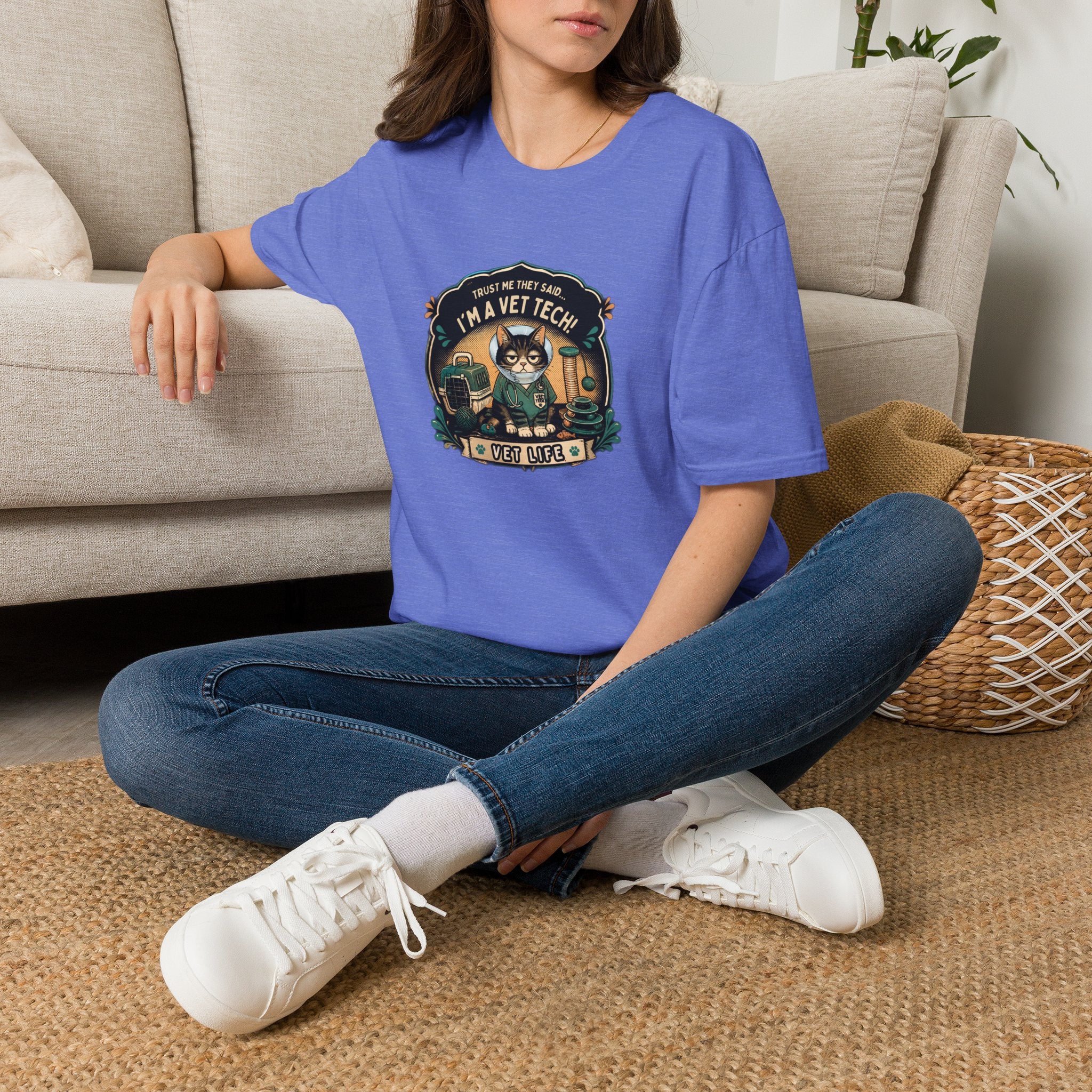 Funny Vet Tech Cat Tee: “Trust Me...I'm a Vet Tech They Said”