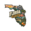 Florida State Map Kiss-Cut Sticker — Vintage Scenic Landmark