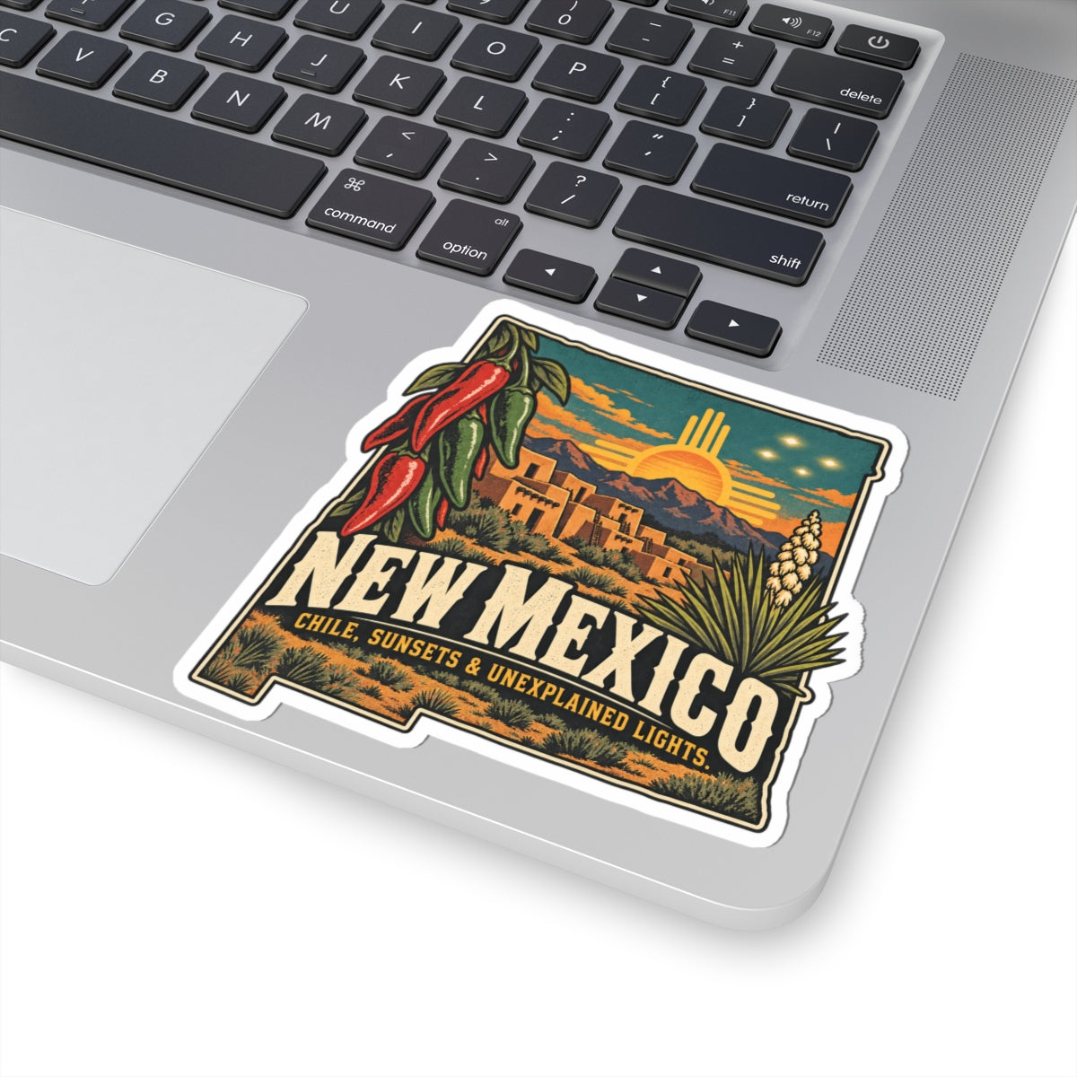 New Mexico Sticker State Map Kiss-Cut Sticker — Vintage Scenic Landmark