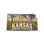 Kansas State Map Kiss-Cut Sticker — Vintage Scenic Landmark