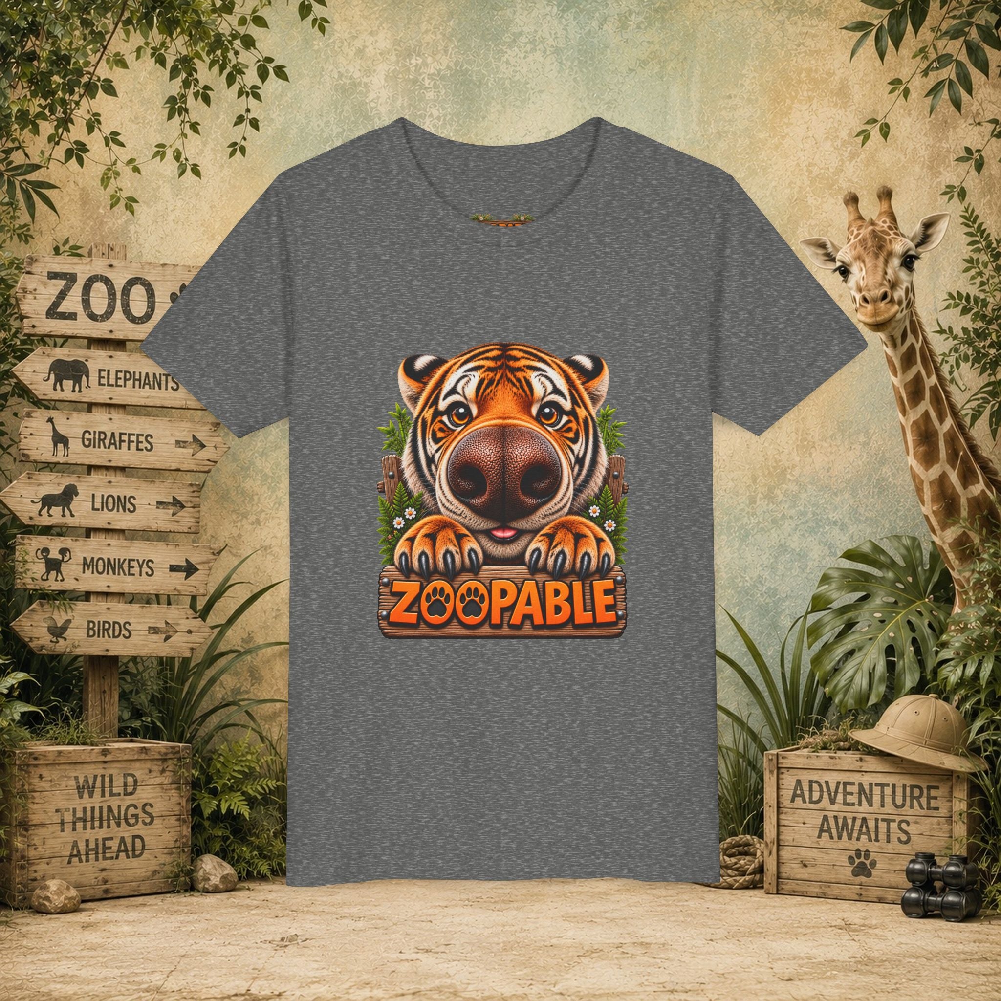 Youth Tiger Tee — "Zoopable" Cute Cartoon Wildlife Kids Shirt