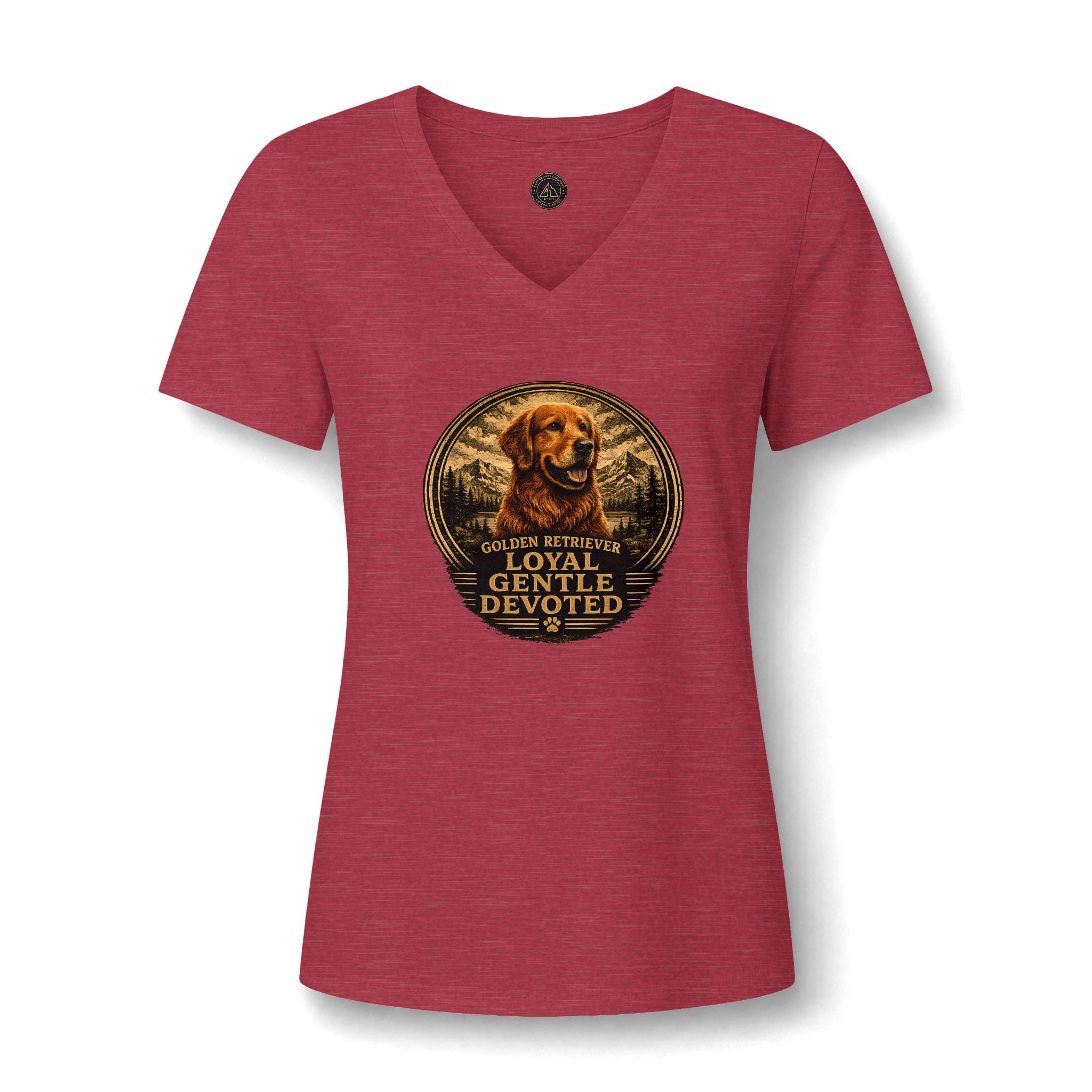Golden Retriever V-Neck Tee — "Loyal Gentle Devoted" Dog Lover Shirt