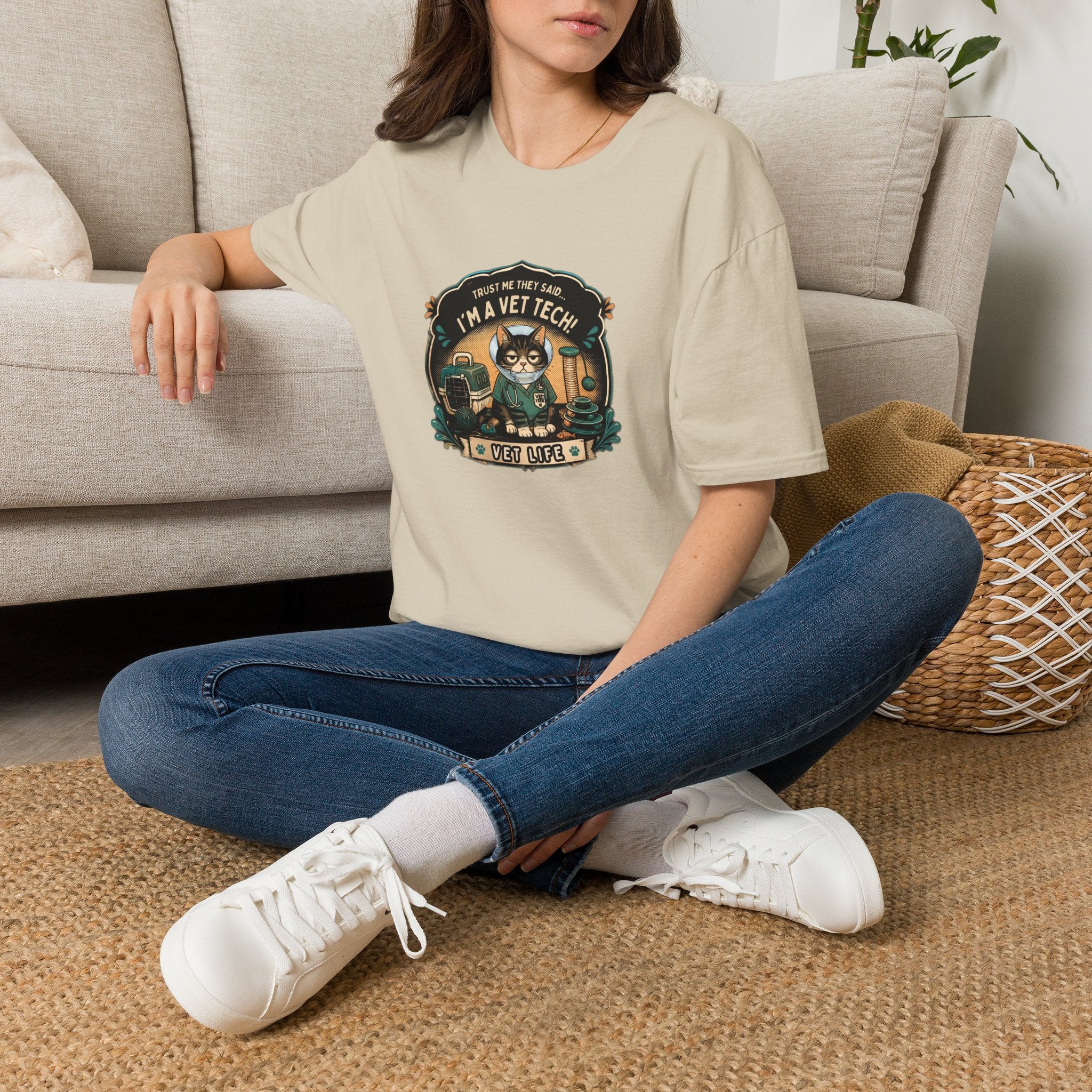 Funny Vet Tech Cat Tee: “Trust Me...I'm a Vet Tech They Said”