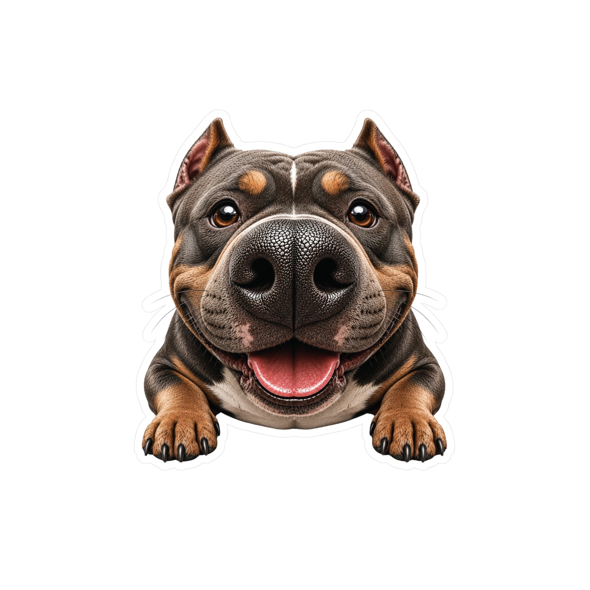 Smiling Pitbull Kiss-Cut Vinyl Sticker — Cute Dog Decal for Laptops, Water Bottles & Car Windows