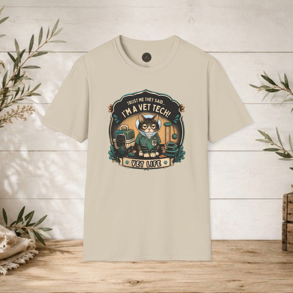 Funny Vet Tech Cat Tee: “Trust Me...I'm a Vet Tech They Said”