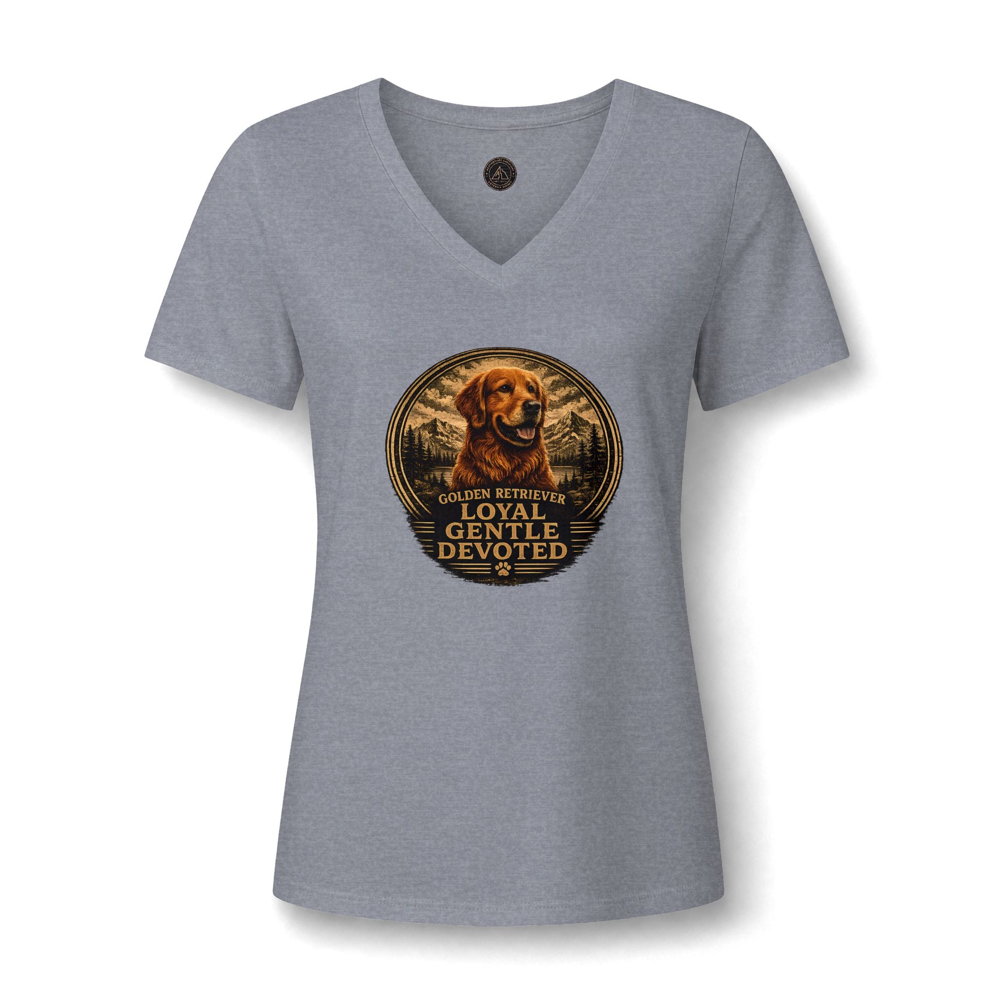 Golden Retriever V-Neck Tee — "Loyal Gentle Devoted" Dog Lover Shirt