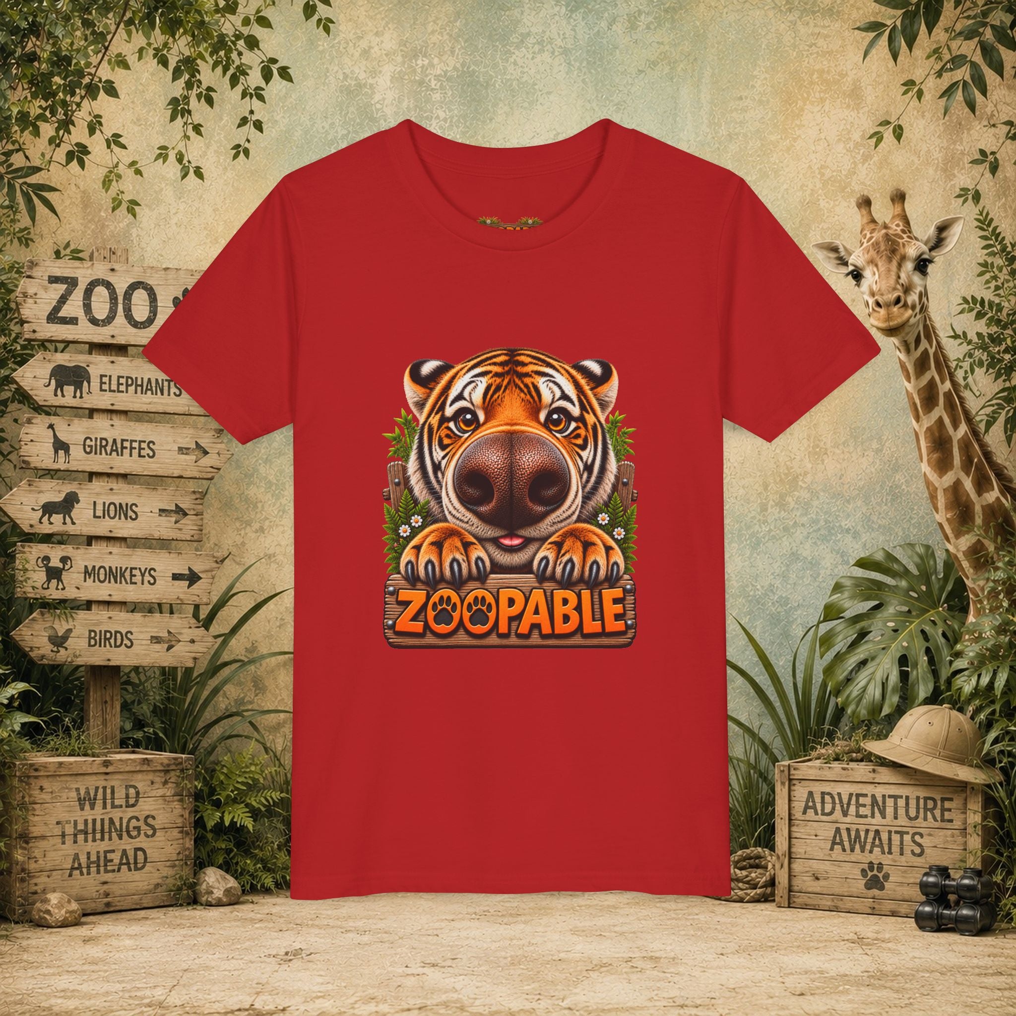 Youth Tiger Tee — "Zoopable" Cute Cartoon Wildlife Kids Shirt