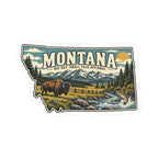 Montana State Map Kiss-Cut Sticker — Vintage Scenic Landmark