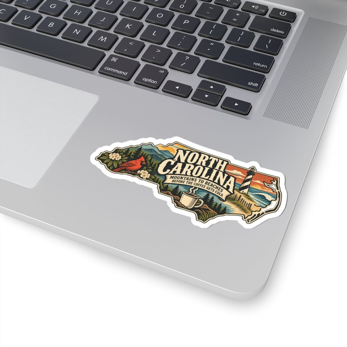 North Carolina State Map Kiss-Cut Sticker — Vintage Scenic Landmark