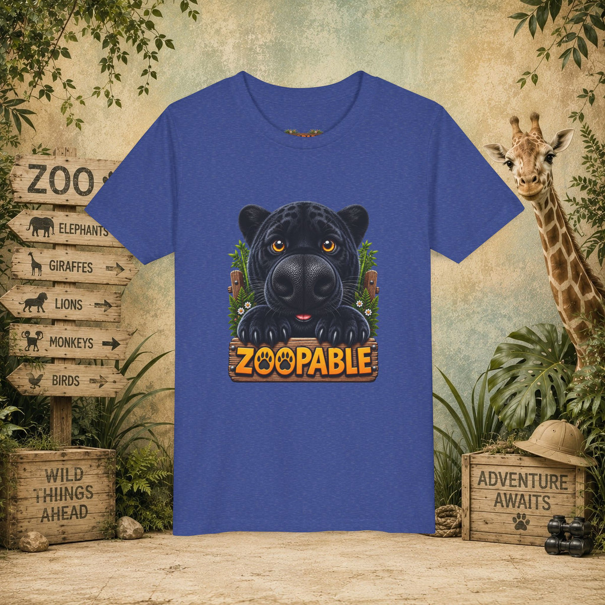 Youth Tee — Cute Black Panther "Zoopable" Kids Graphic T-Shirt