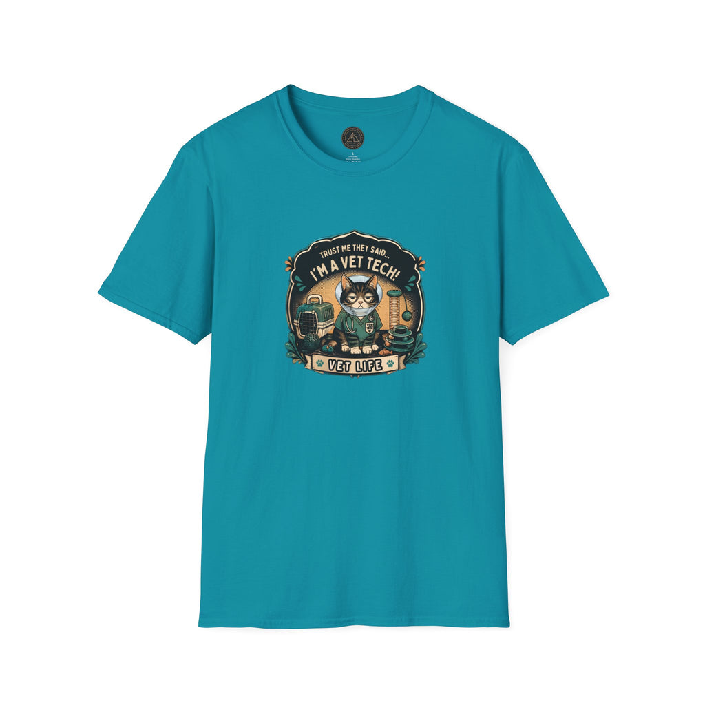 Funny Vet Tech Cat Tee: “Trust Me...I'm a Vet Tech They Said”