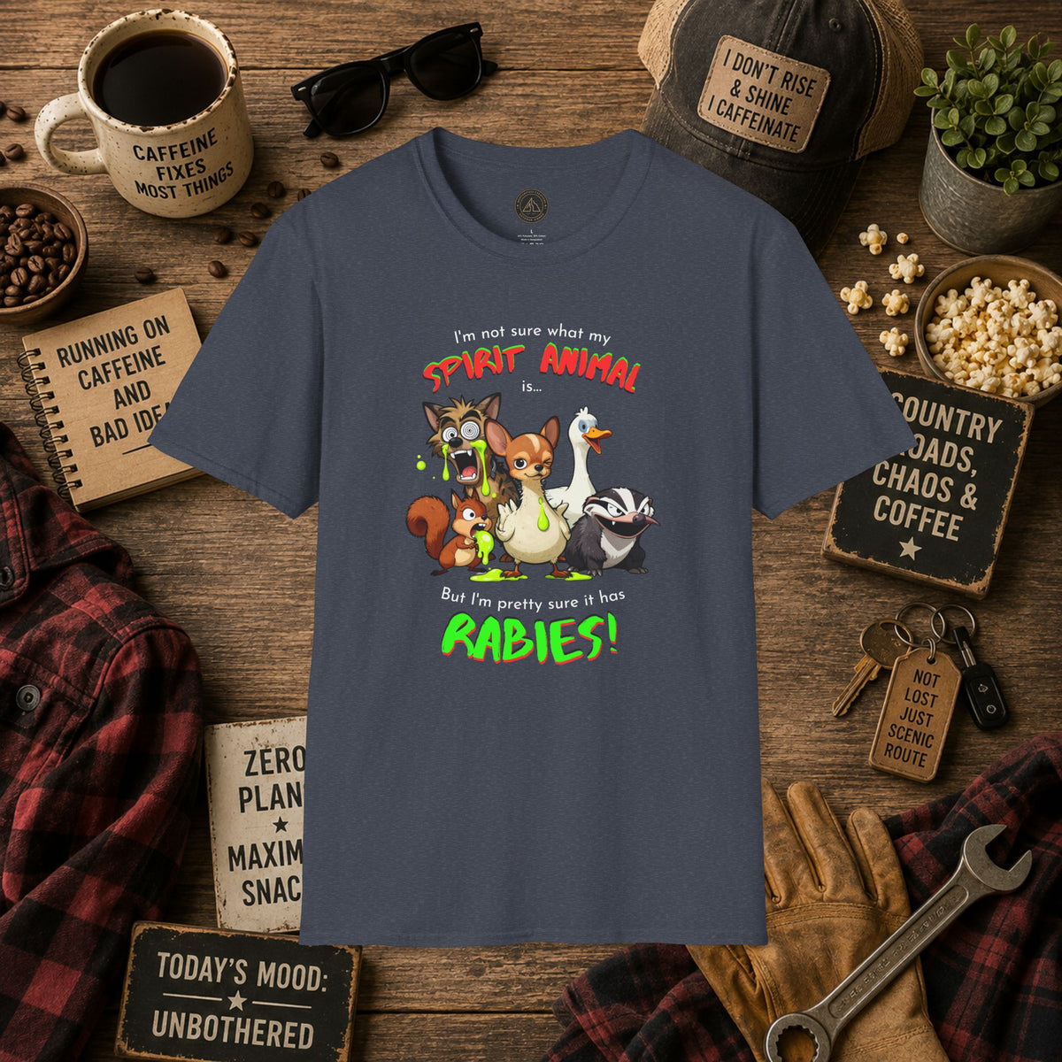 Spirit Animal - Rabies T-Shirt - Mixed Up Cartoon Wildlife Graphic Tee