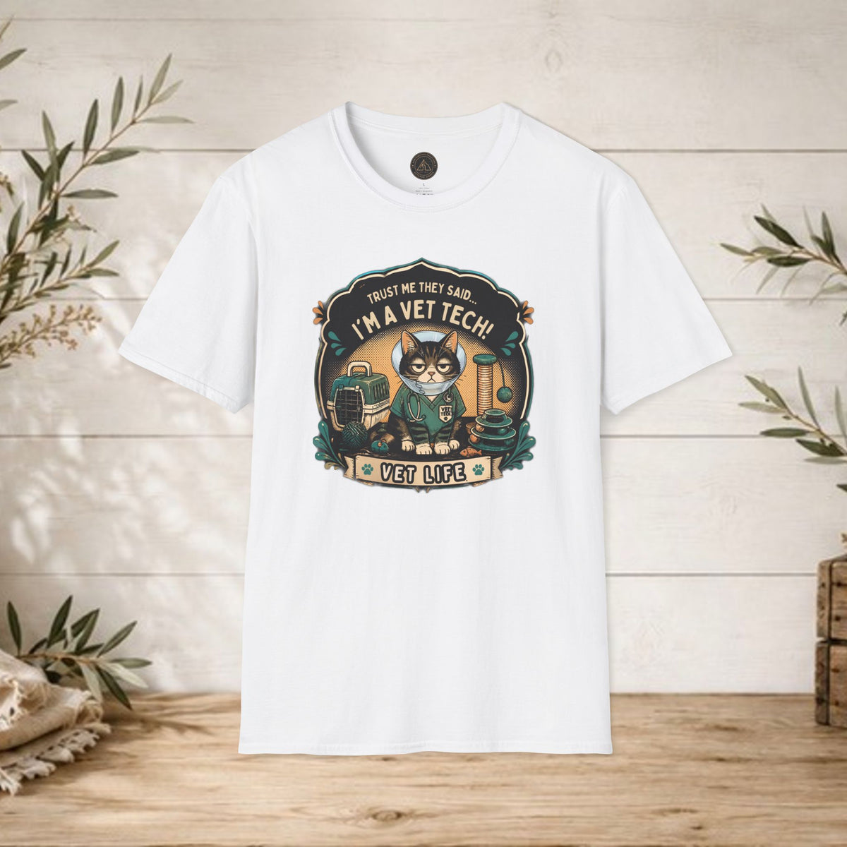 Funny Vet Tech Cat Tee: “Trust Me...I'm a Vet Tech They Said”