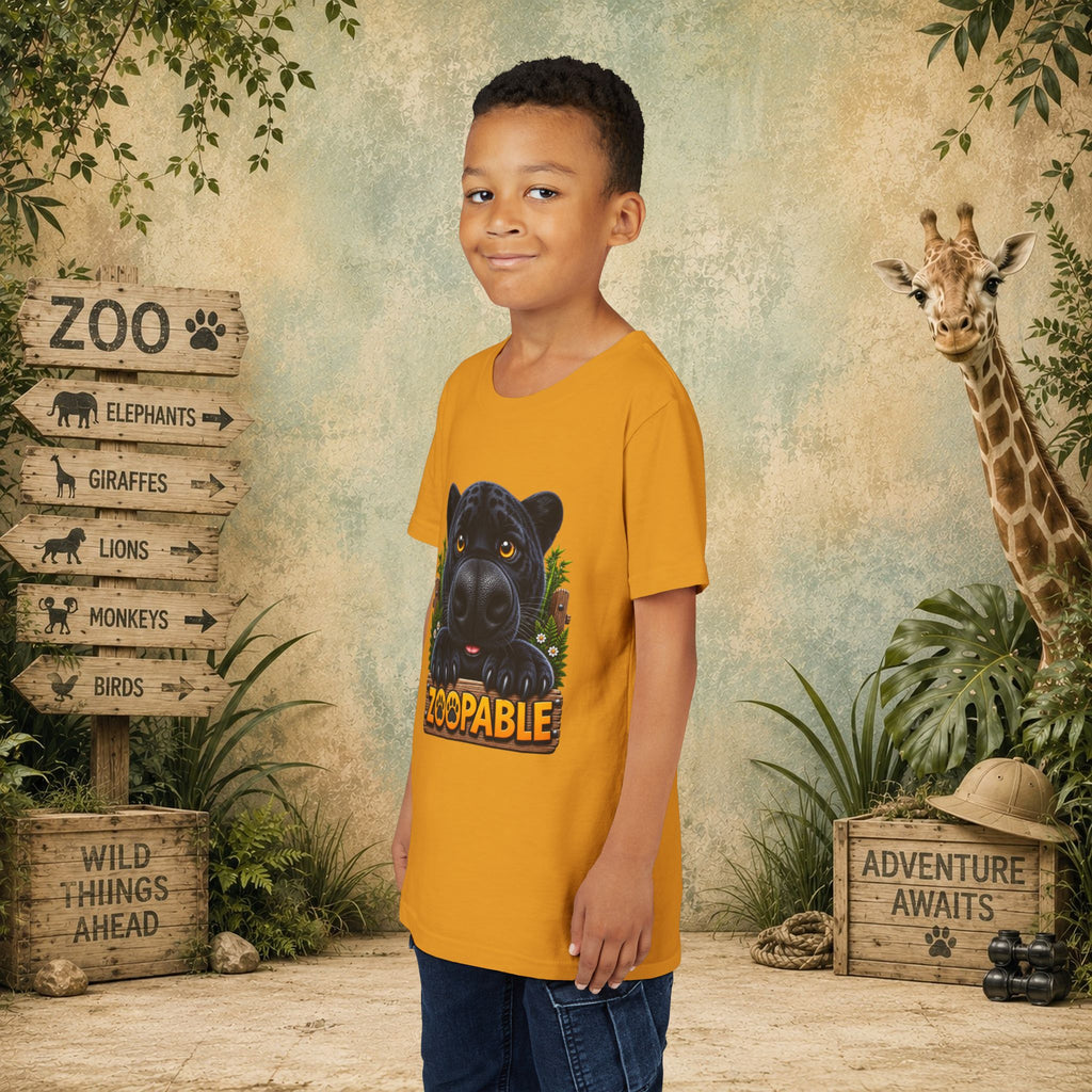 Youth Tee — Cute Black Panther "Zoopable" Kids Graphic T-Shirt