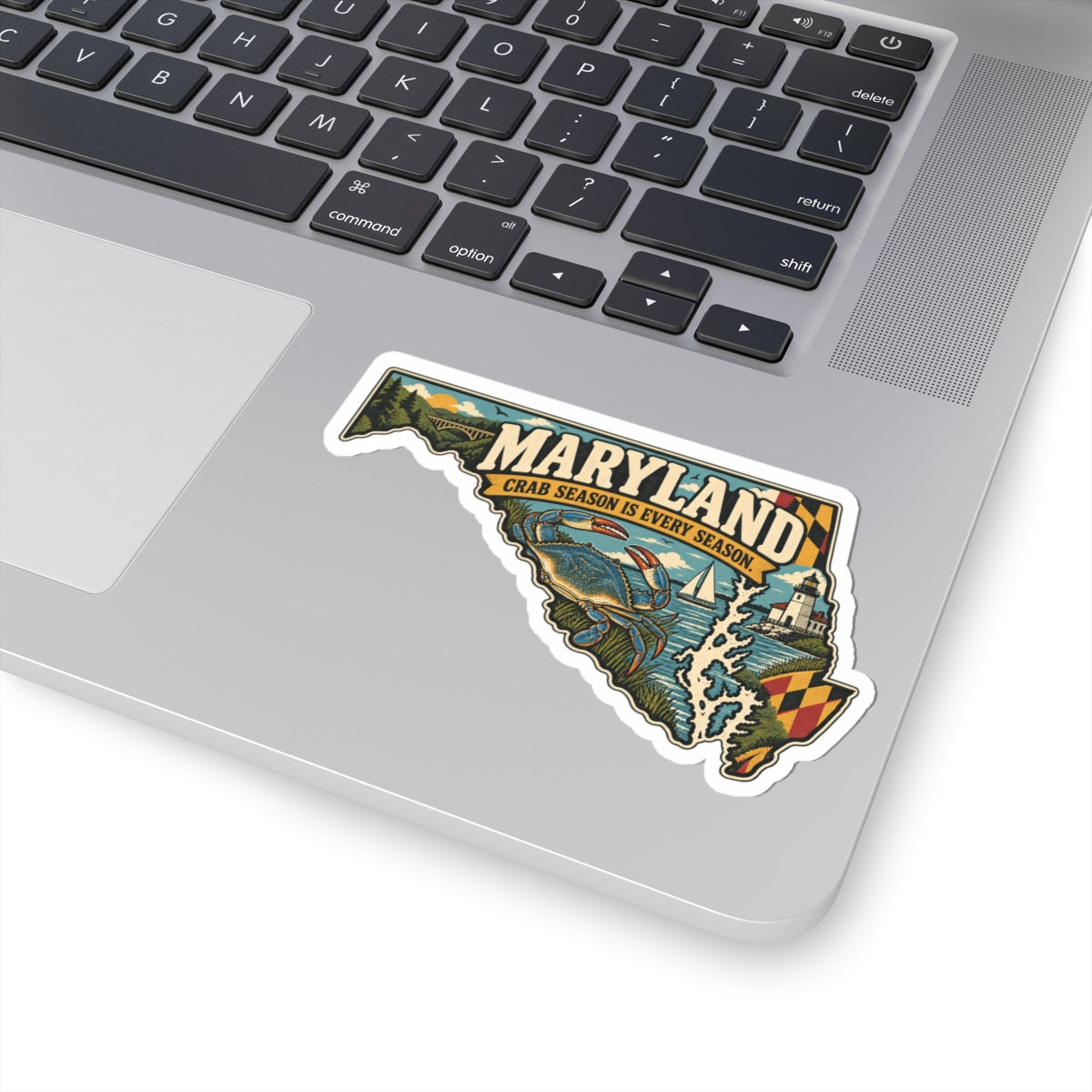 Maryland State Map Kiss-Cut Sticker — Vintage Scenic Landmark