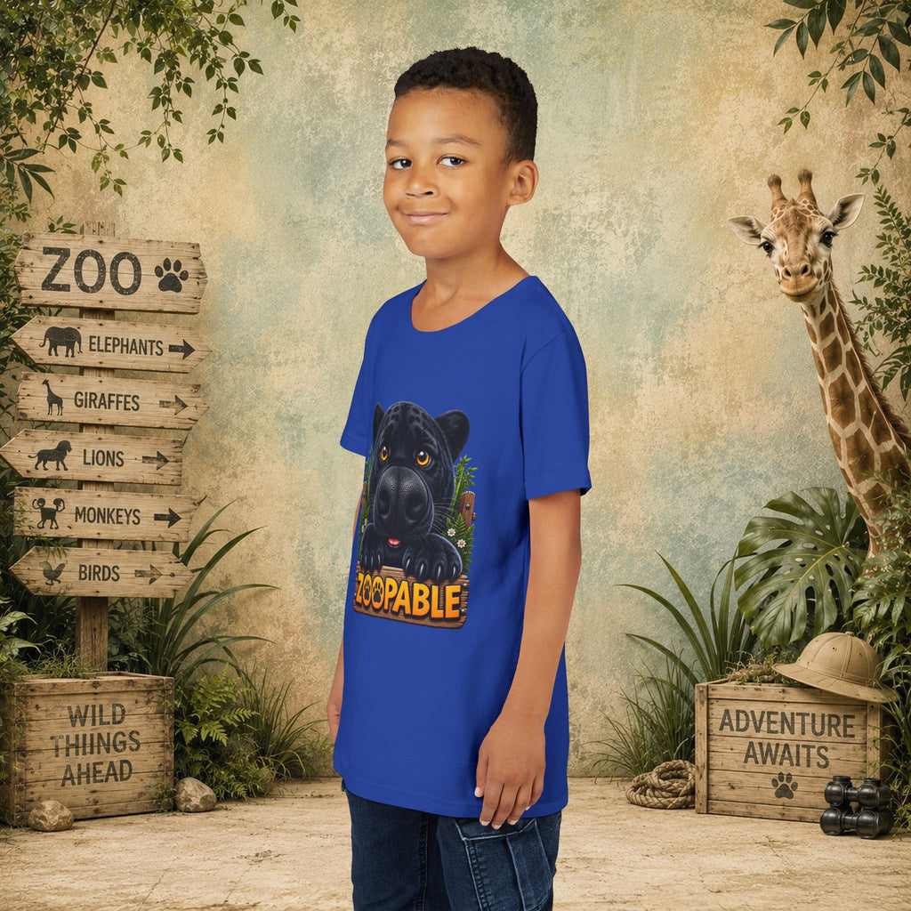 Youth Tee — Cute Black Panther "Zoopable" Kids Graphic T-Shirt