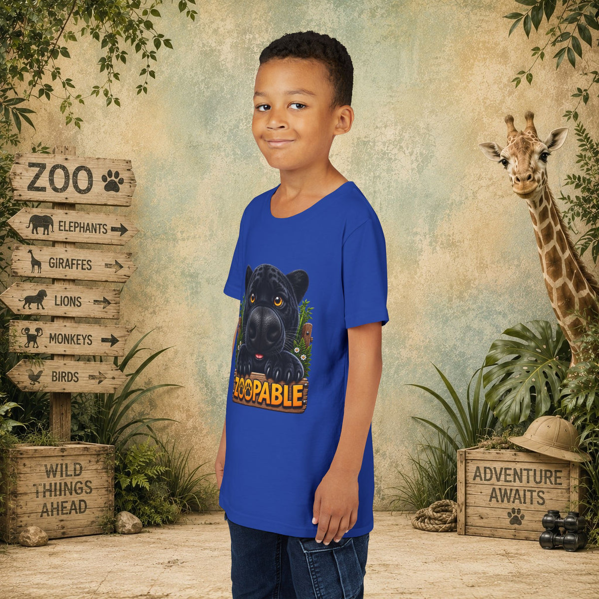 Youth Tee — Cute Black Panther "Zoopable" Kids Graphic T-Shirt