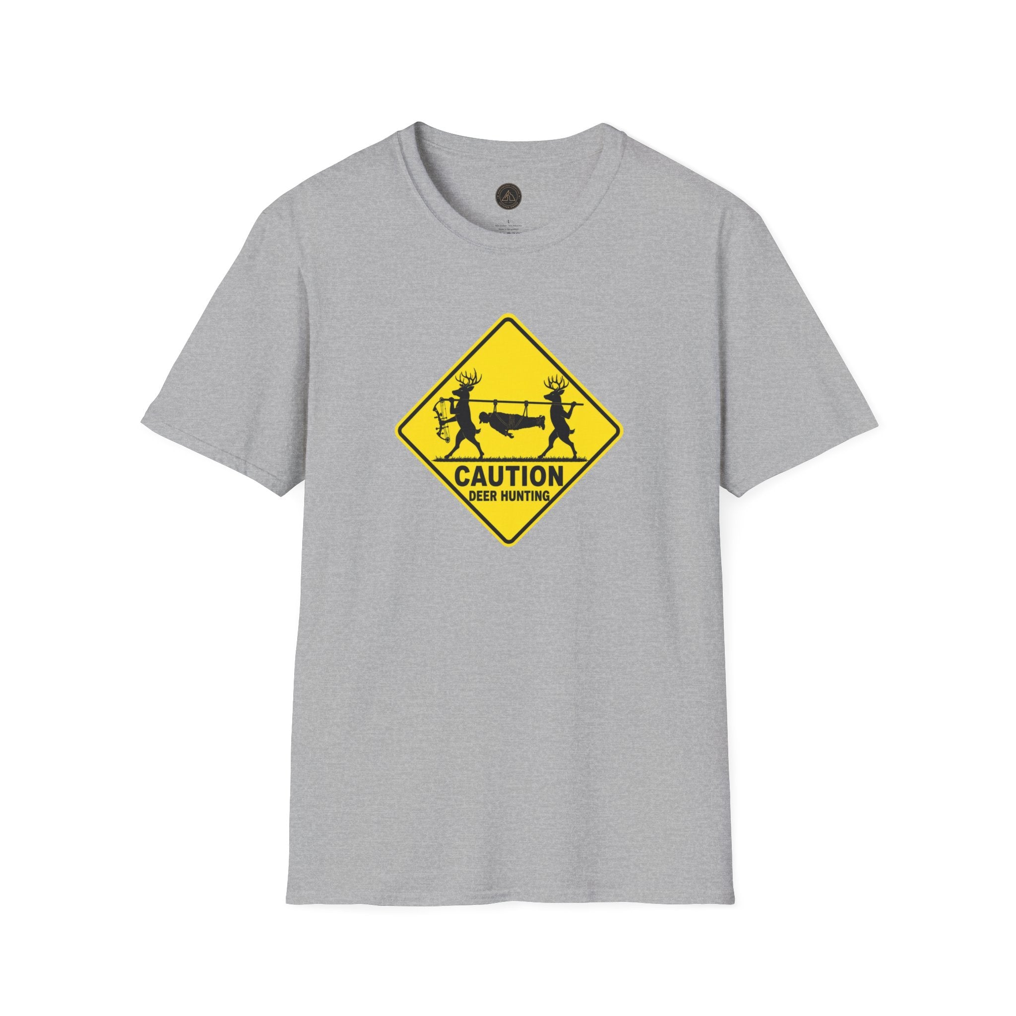 Caution 2 Deer Hunting - Hunter Road Sign Tee
