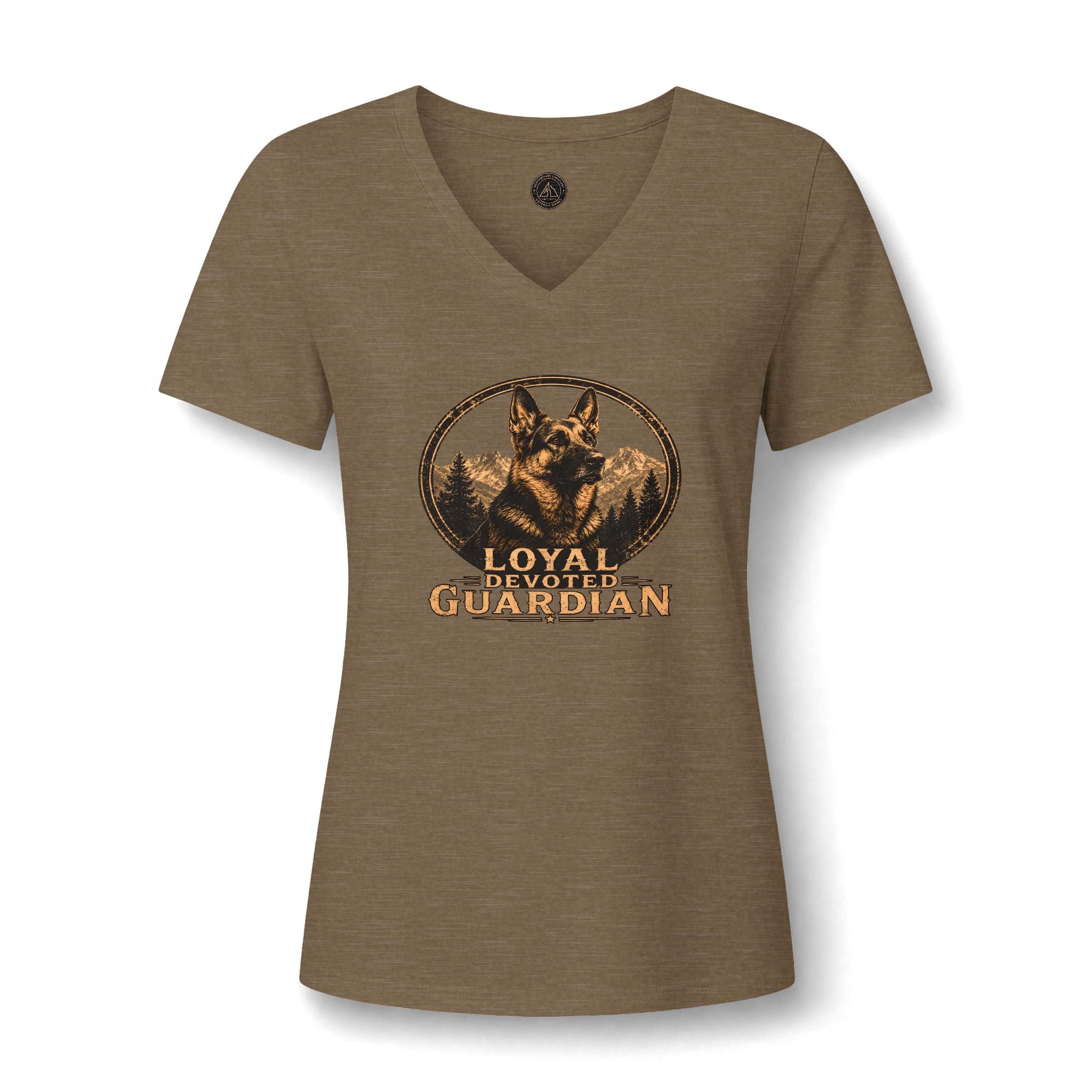 German Shepard V-Neck Tee — "Loyal Gentle Devoted" Dog Lover Shirt