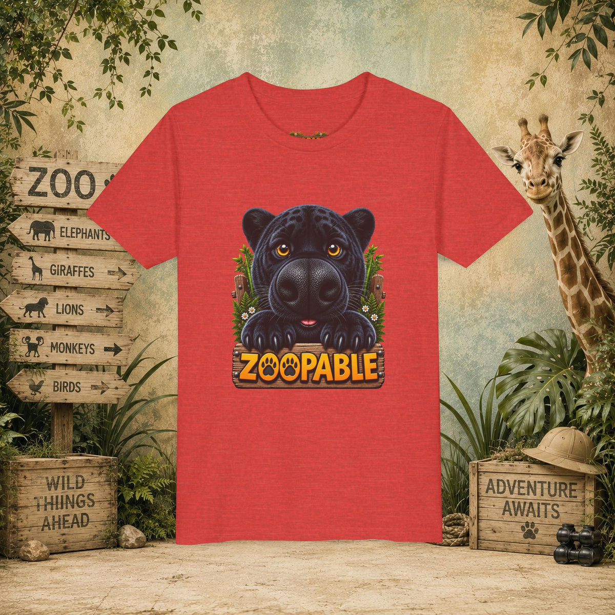 Youth Tee — Cute Black Panther "Zoopable" Kids Graphic T-Shirt