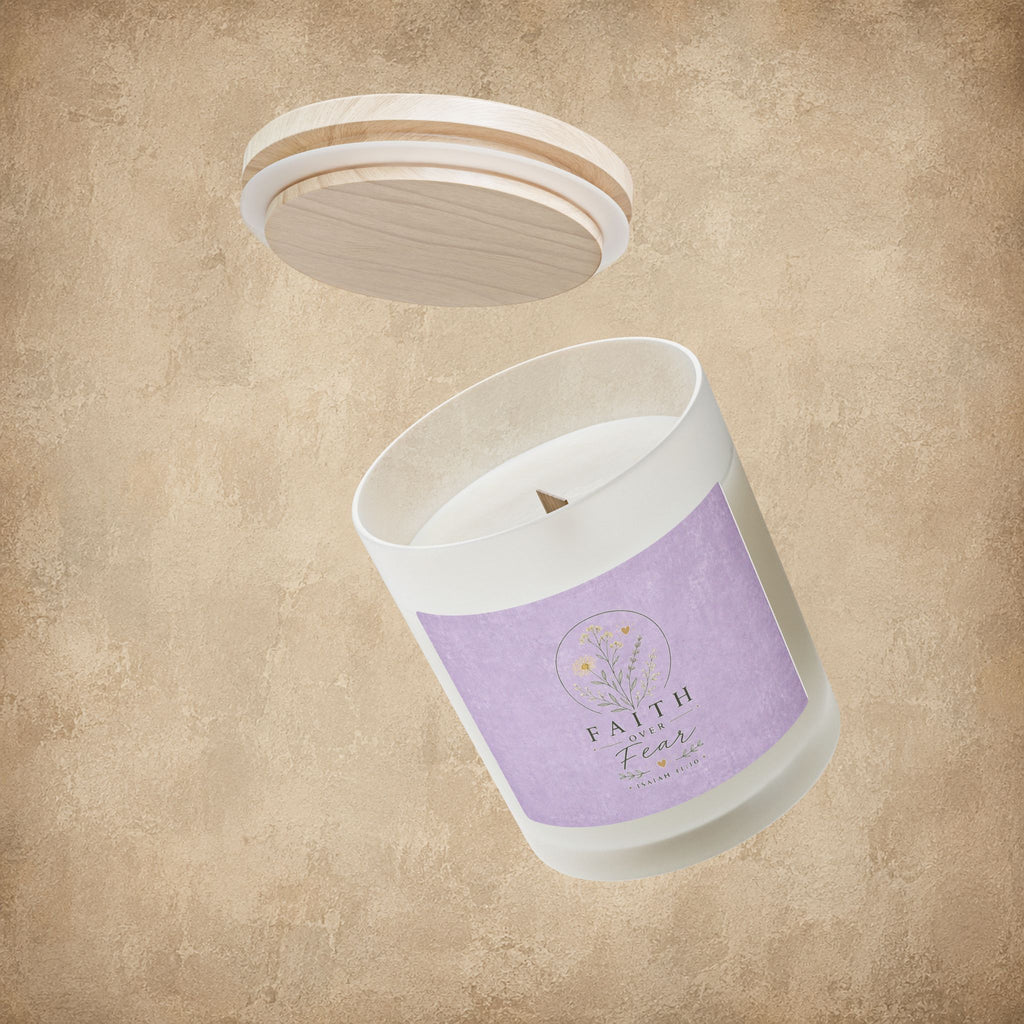 Faith Over Fear Frosted Glass Soy Candle, 11oz