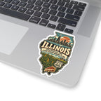 Illinois State Map Kiss-Cut Sticker — Vintage Scenic Landmark