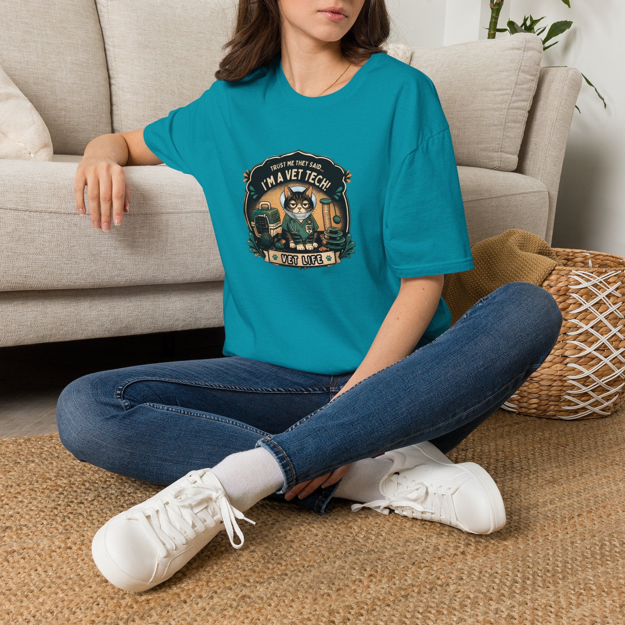 Funny Vet Tech Cat Tee: “Trust Me...I'm a Vet Tech They Said”