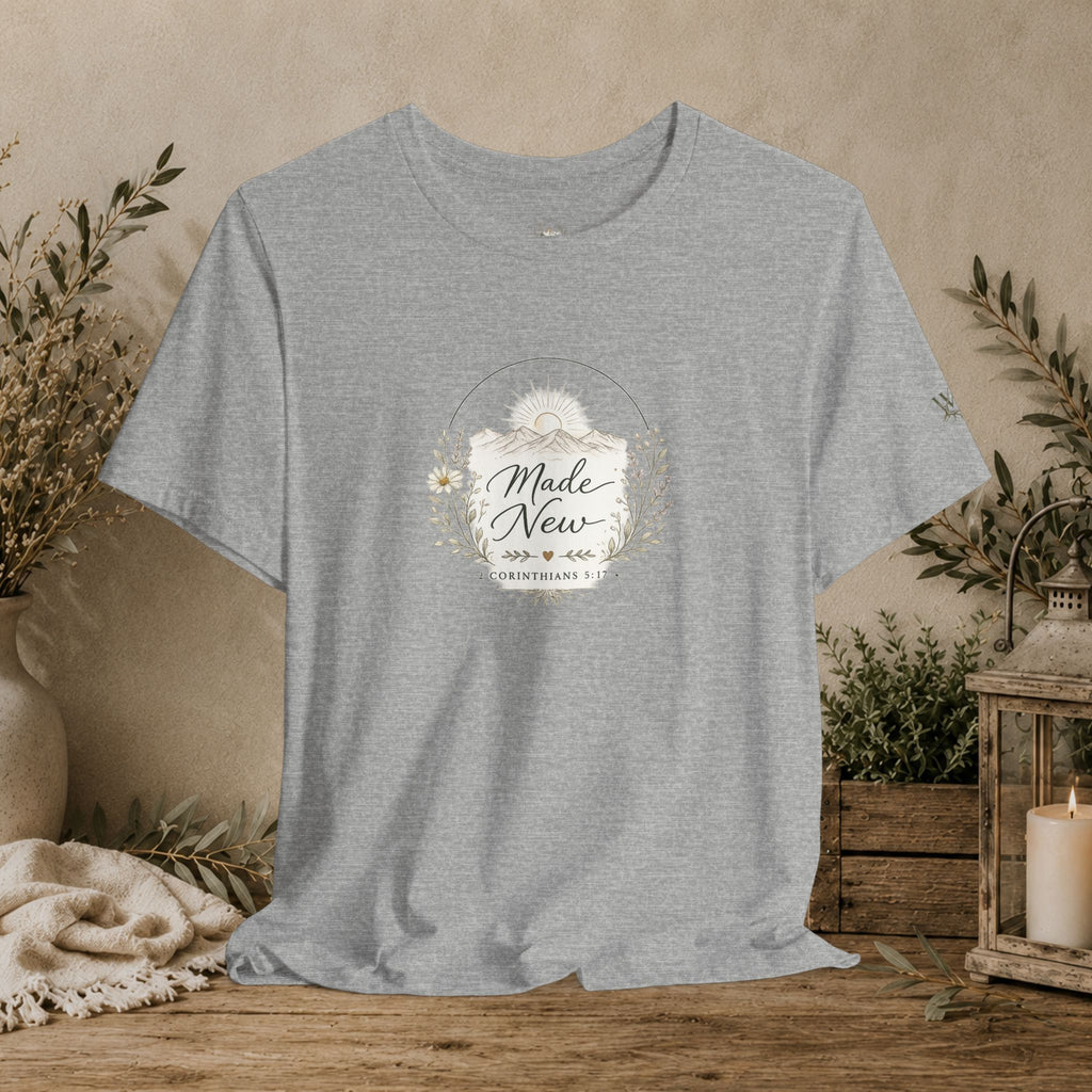 Made New Floral Tee — Inspirational Christian Faith T‑Shirt