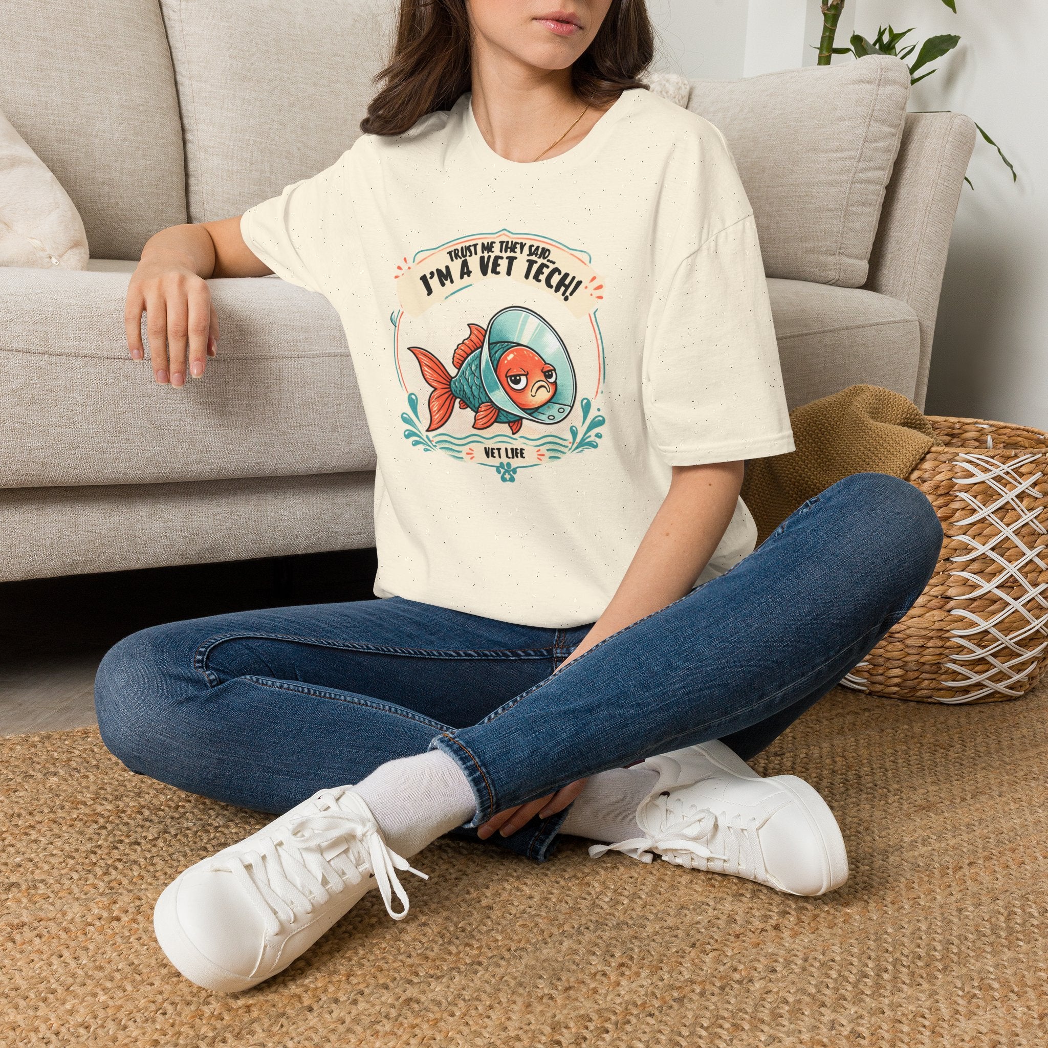 Funny Vet Tech Goldfish Tee: “Trust Me...I'm a Vet Tech They Said”