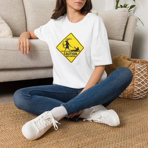 Caution Deer Hunting - Hunter Road Sign Tee